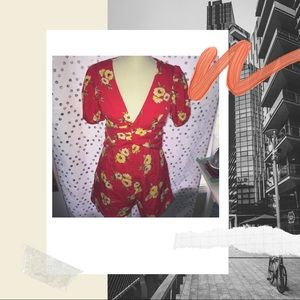Red Flower Romper